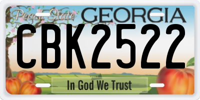 GA license plate CBK2522