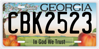 GA license plate CBK2523