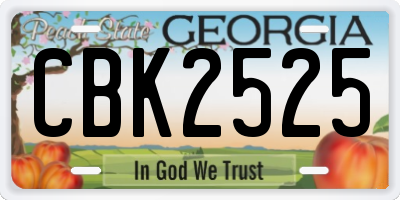 GA license plate CBK2525
