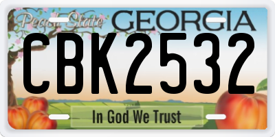 GA license plate CBK2532