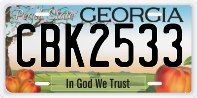 GA license plate CBK2533