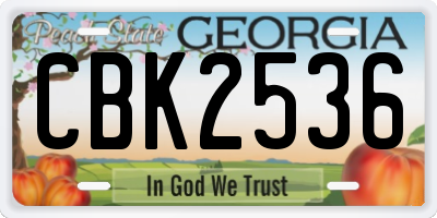 GA license plate CBK2536