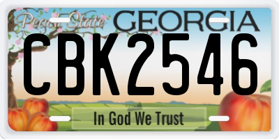 GA license plate CBK2546