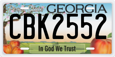 GA license plate CBK2552