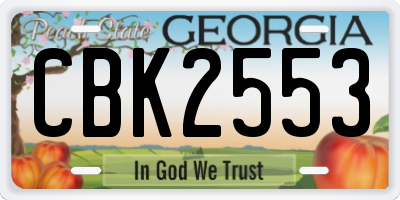 GA license plate CBK2553