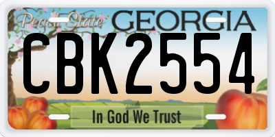 GA license plate CBK2554