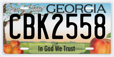 GA license plate CBK2558