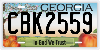 GA license plate CBK2559