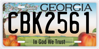 GA license plate CBK2561