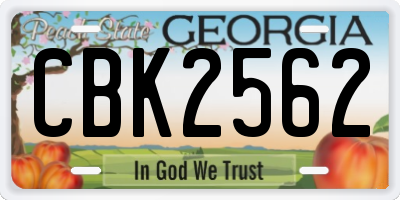 GA license plate CBK2562