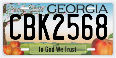 GA license plate CBK2568
