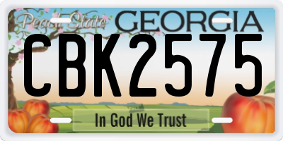 GA license plate CBK2575