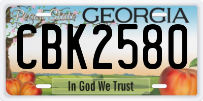 GA license plate CBK2580