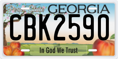 GA license plate CBK2590
