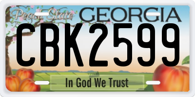 GA license plate CBK2599