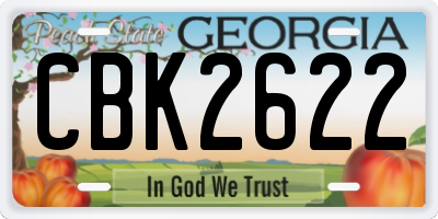 GA license plate CBK2622