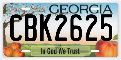 GA license plate CBK2625