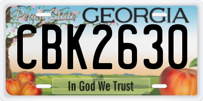 GA license plate CBK2630