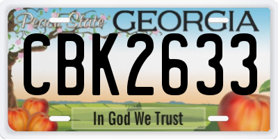 GA license plate CBK2633