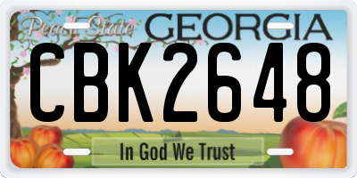 GA license plate CBK2648