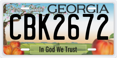GA license plate CBK2672