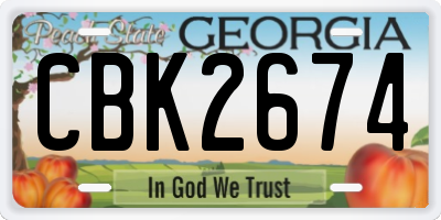 GA license plate CBK2674