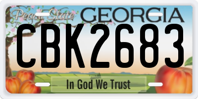 GA license plate CBK2683
