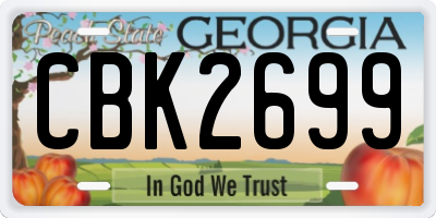 GA license plate CBK2699