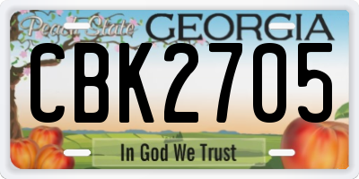 GA license plate CBK2705