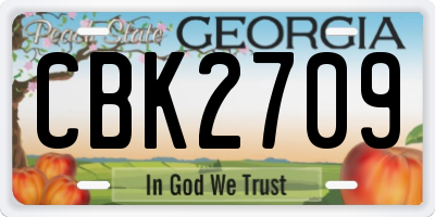 GA license plate CBK2709