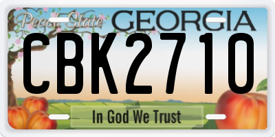 GA license plate CBK2710