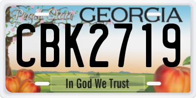 GA license plate CBK2719