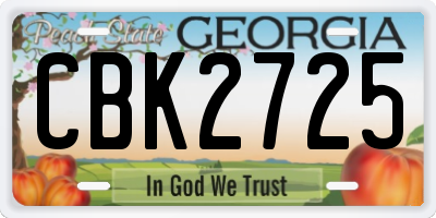 GA license plate CBK2725