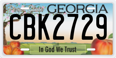 GA license plate CBK2729