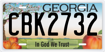 GA license plate CBK2732