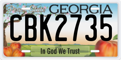 GA license plate CBK2735