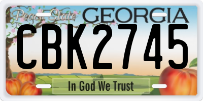 GA license plate CBK2745