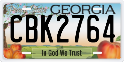 GA license plate CBK2764