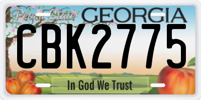 GA license plate CBK2775