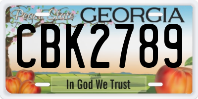 GA license plate CBK2789