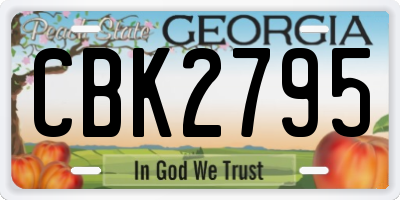 GA license plate CBK2795