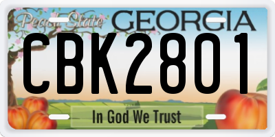 GA license plate CBK2801