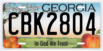 GA license plate CBK2804