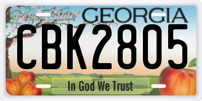 GA license plate CBK2805