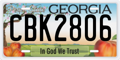 GA license plate CBK2806