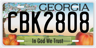 GA license plate CBK2808