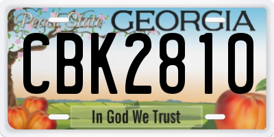 GA license plate CBK2810