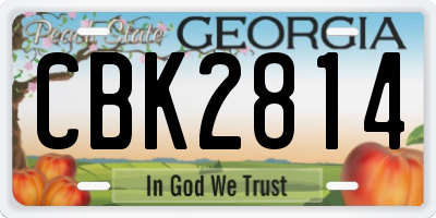 GA license plate CBK2814