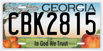 GA license plate CBK2815