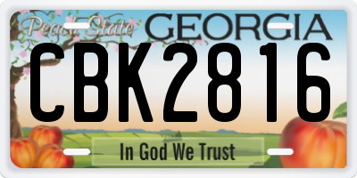 GA license plate CBK2816